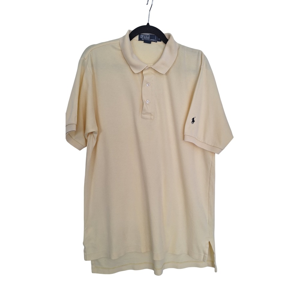 Polo Ralph Lauren Mens Medium Pale Yellow Cotton Pique Short Sleeve Polo Shirt
